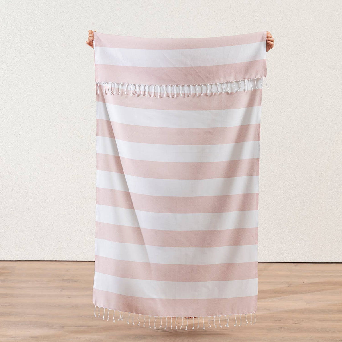 Cabana Turkish beach towel in two-tone block stripe on white, 33x66 in | Kikoya