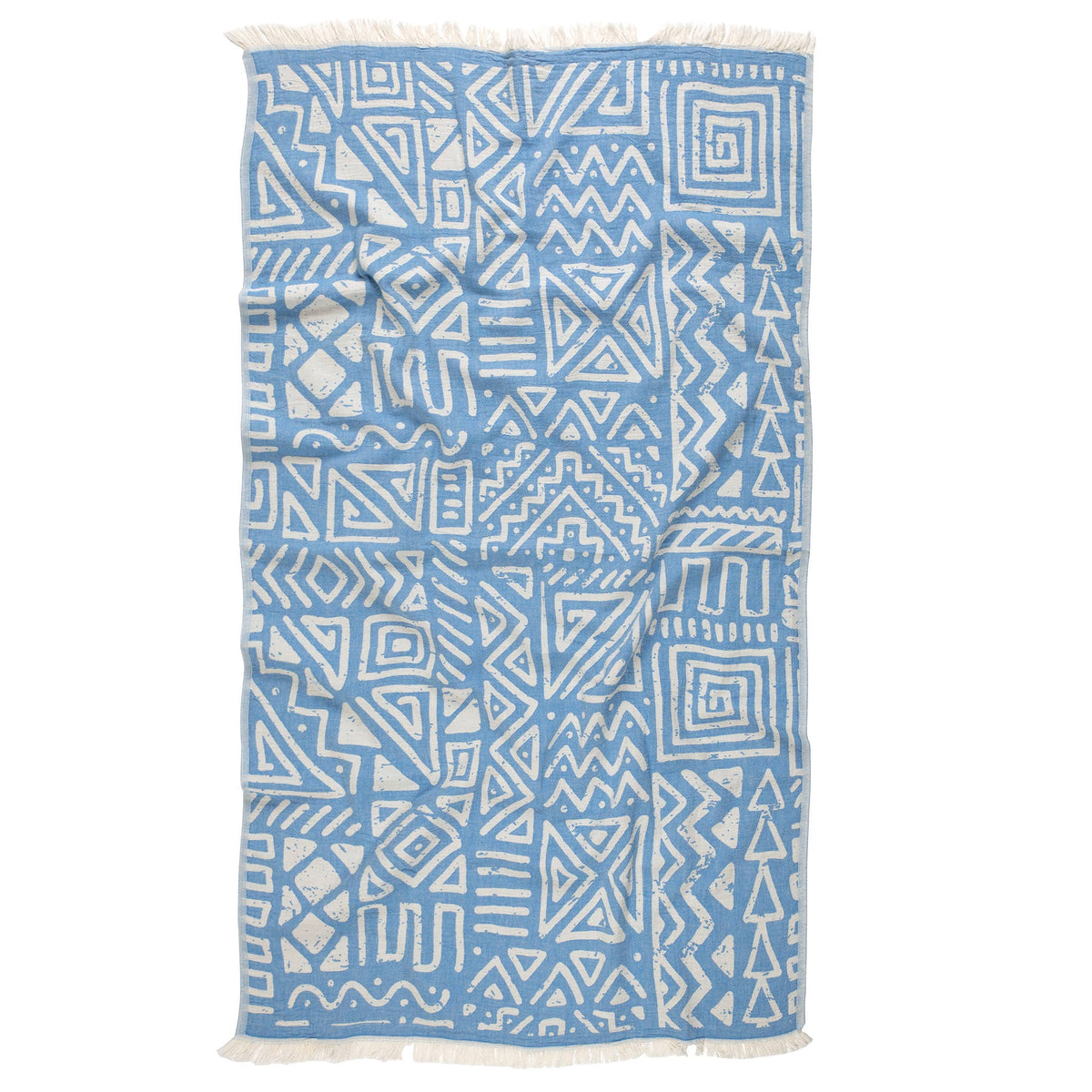 MixGeo Turkish beach towel with mixed geometric jacquard, 35x70 in, flat-woven | Kikoya