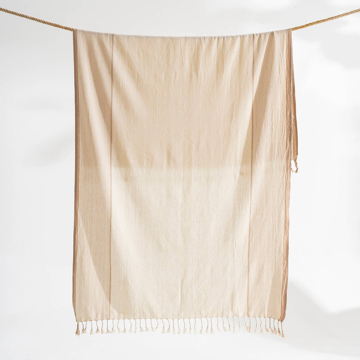 Blush Turkish towel with tassel fringe, bath and hand sizes, flat-woven | Kikoya