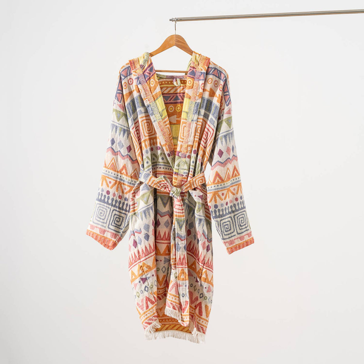 Ethnic print Turkish bathrobe in multicolor – kimono | Kikoya