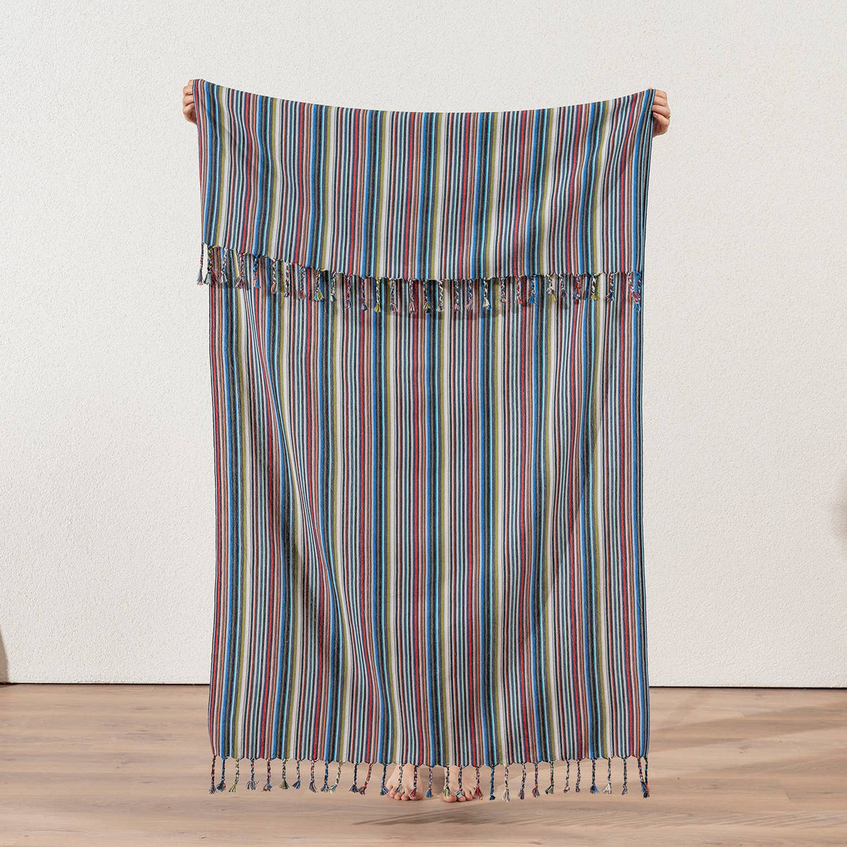 Premium Rustic Turkish beach towel – Carnival Multi Stripe | Kikoya