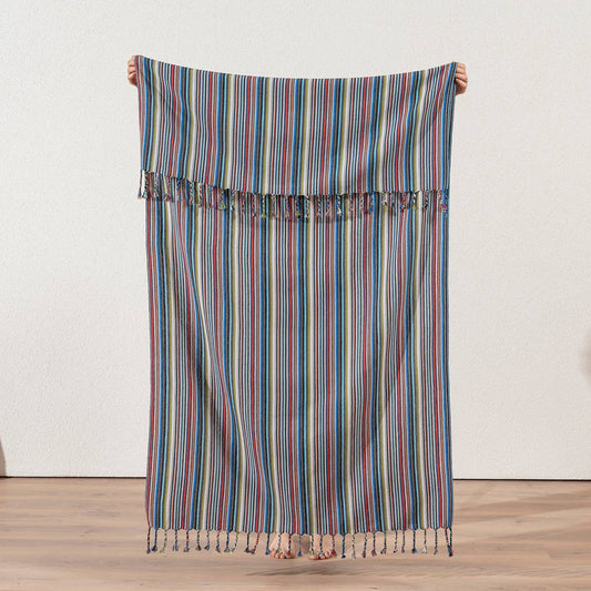Premium Rustic Turkish beach towel – Carnival Multi Stripe | Kikoya