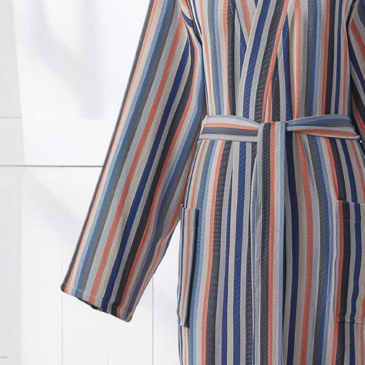 Antique Turkish kimono bathrobe – Navy & Red Stripe | Kikoya