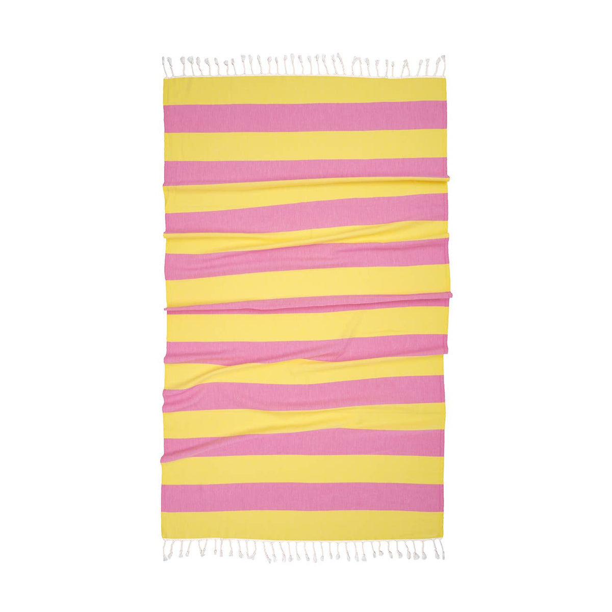 Cabana Turkish beach towel in wide pink and yellow stripes, 33x66 in | Kikoya