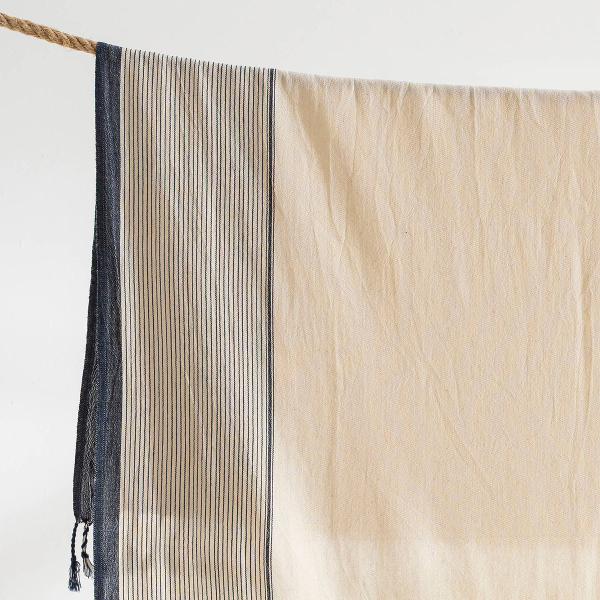 Zebra stripe Turkish towel in black on cream, bath and hand sizes, flat-woven | Kikoya