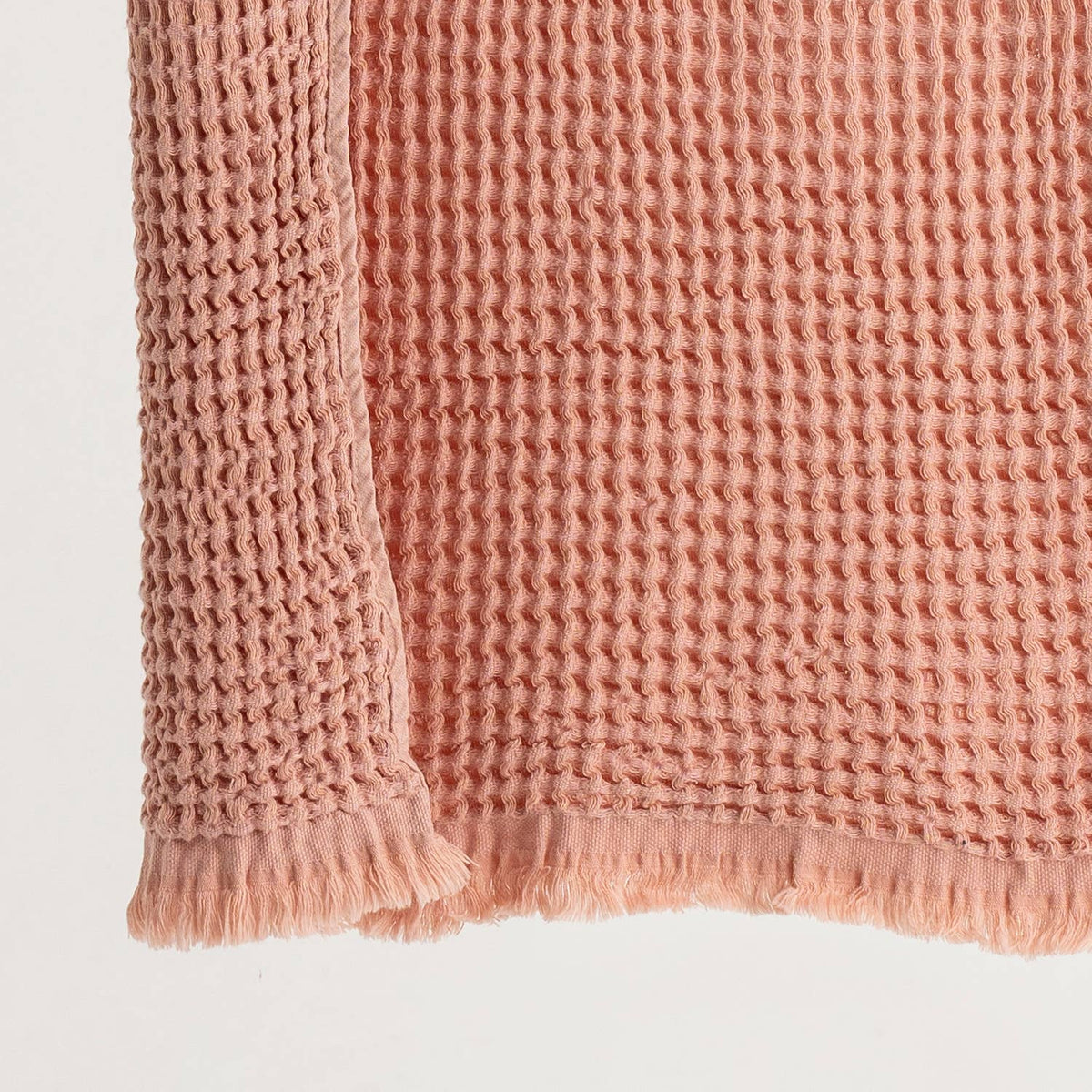 Terracotta waffle bath towel, tassel fringe detail | Kikoya