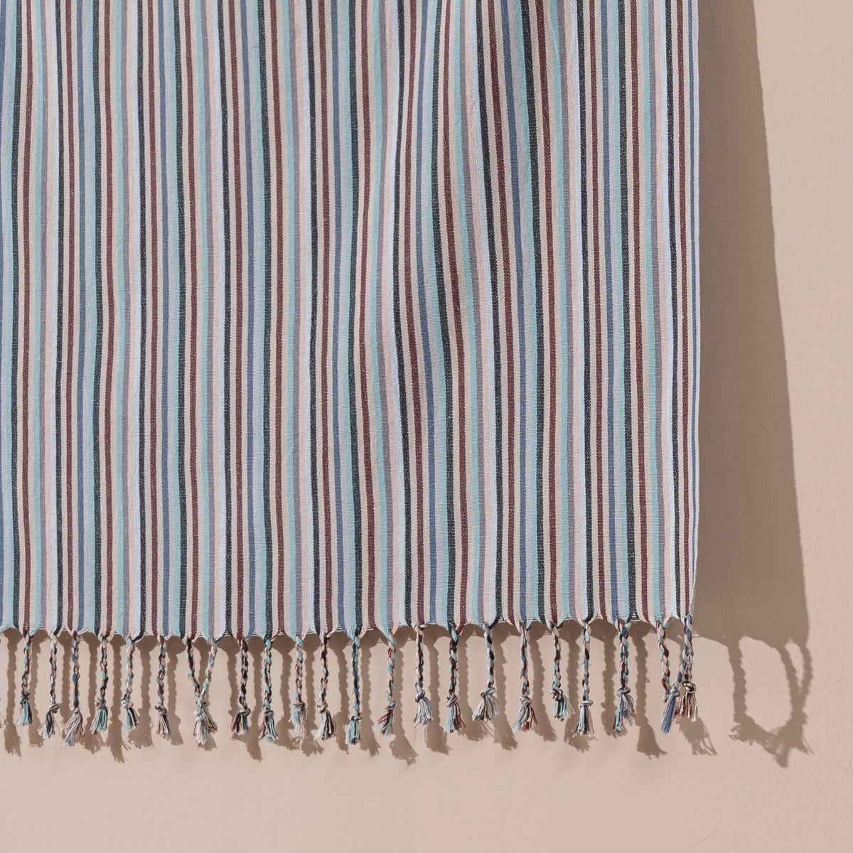 Premium Rustic Turkish Beach Towel – Dusty Blue Multi Stripe, 100% Cotton Peshtemal, 40x70 in