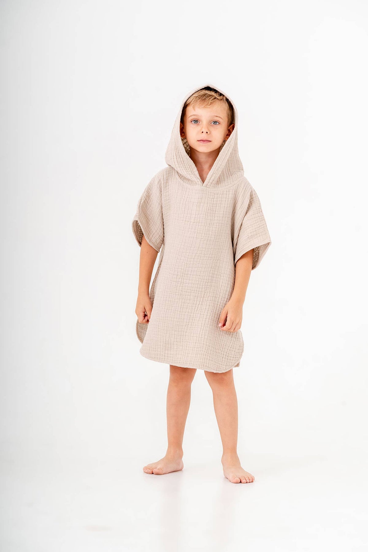 Baby & Toddler Hooded Towel Poncho – Ages 0-3, hood detail | Kikoya