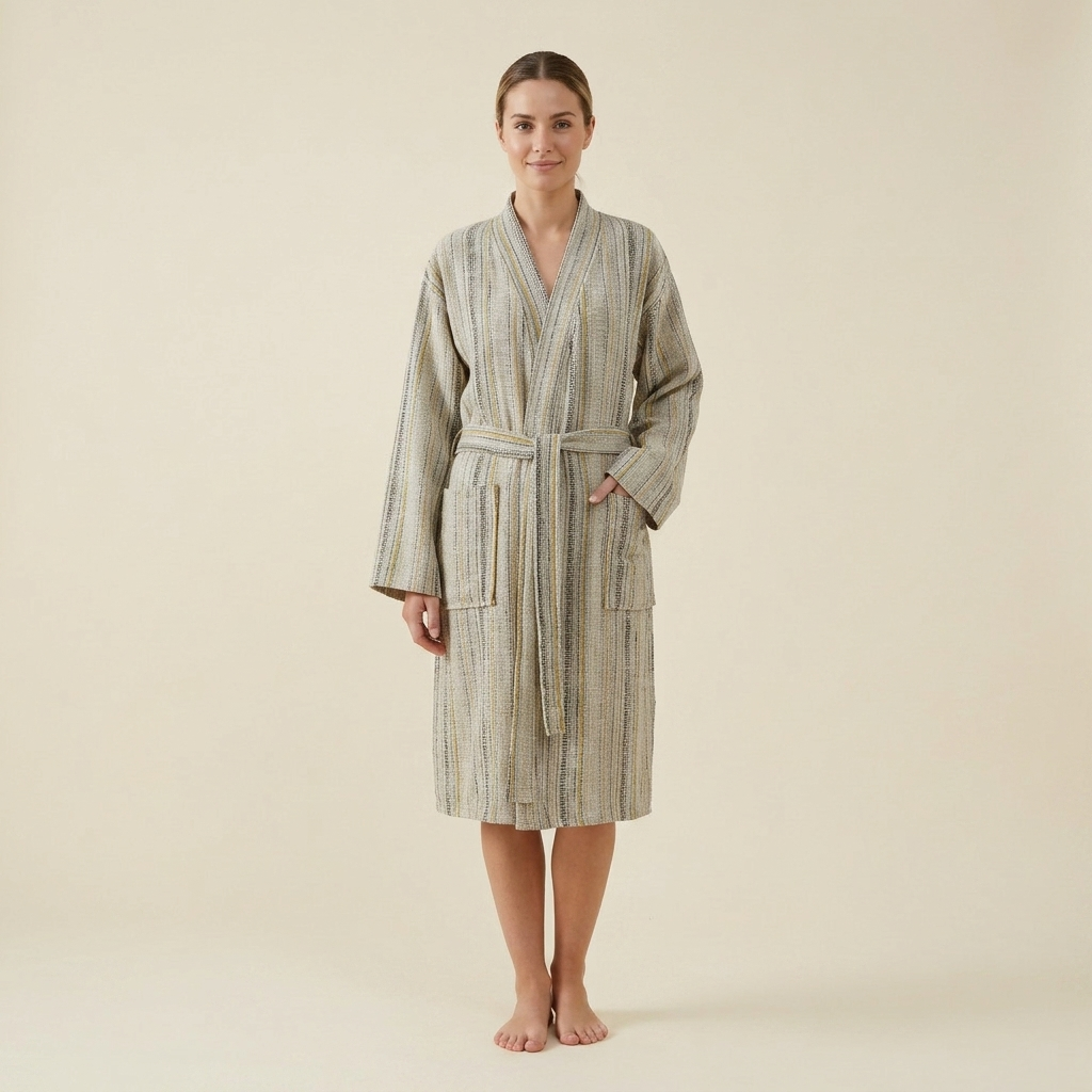 Santorini Turkish kimono bathrobe – Natural | Kikoya