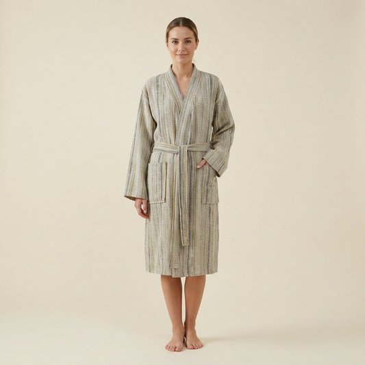 Santorini Turkish kimono bathrobe – Natural | Kikoya