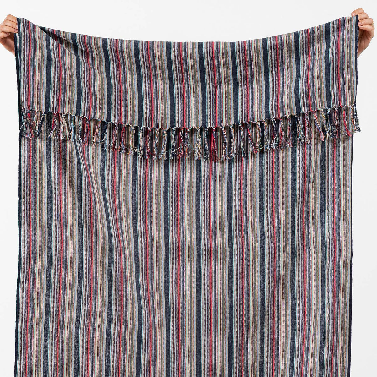 Premium Rustic Turkish Beach Towel – Indigo & Red Stripe, 100% Cotton Peshtemal, 40x70 in