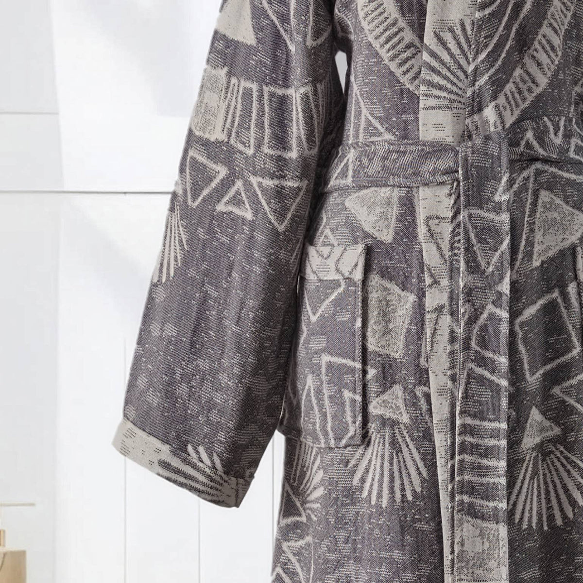 Storyteller print Turkish bathrobe – shawl collar | Kikoya