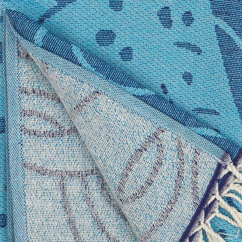 Whale shark terry-backed Turkish towel with woven jacquard face, 35x70 in | Kikoya