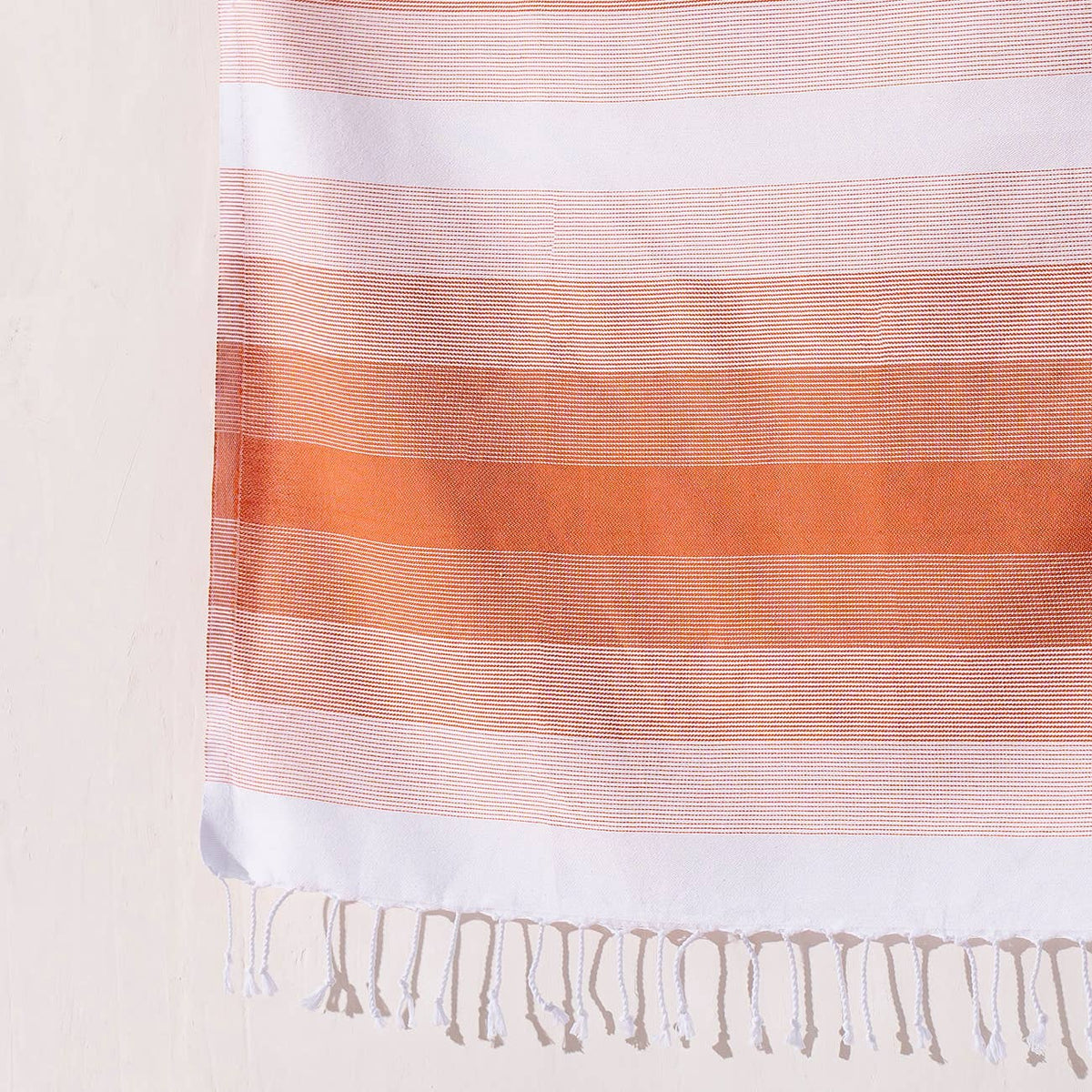 Sunrise Turkish beach towel in coral ombre stripe, 33x66 in | Kikoya