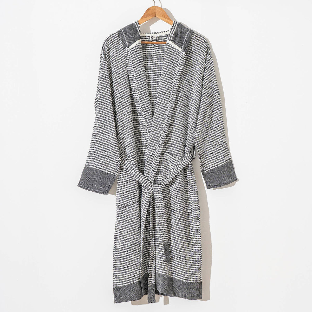 Harmony waffle Turkish bathrobe – kimono, fringed hem | Kikoya