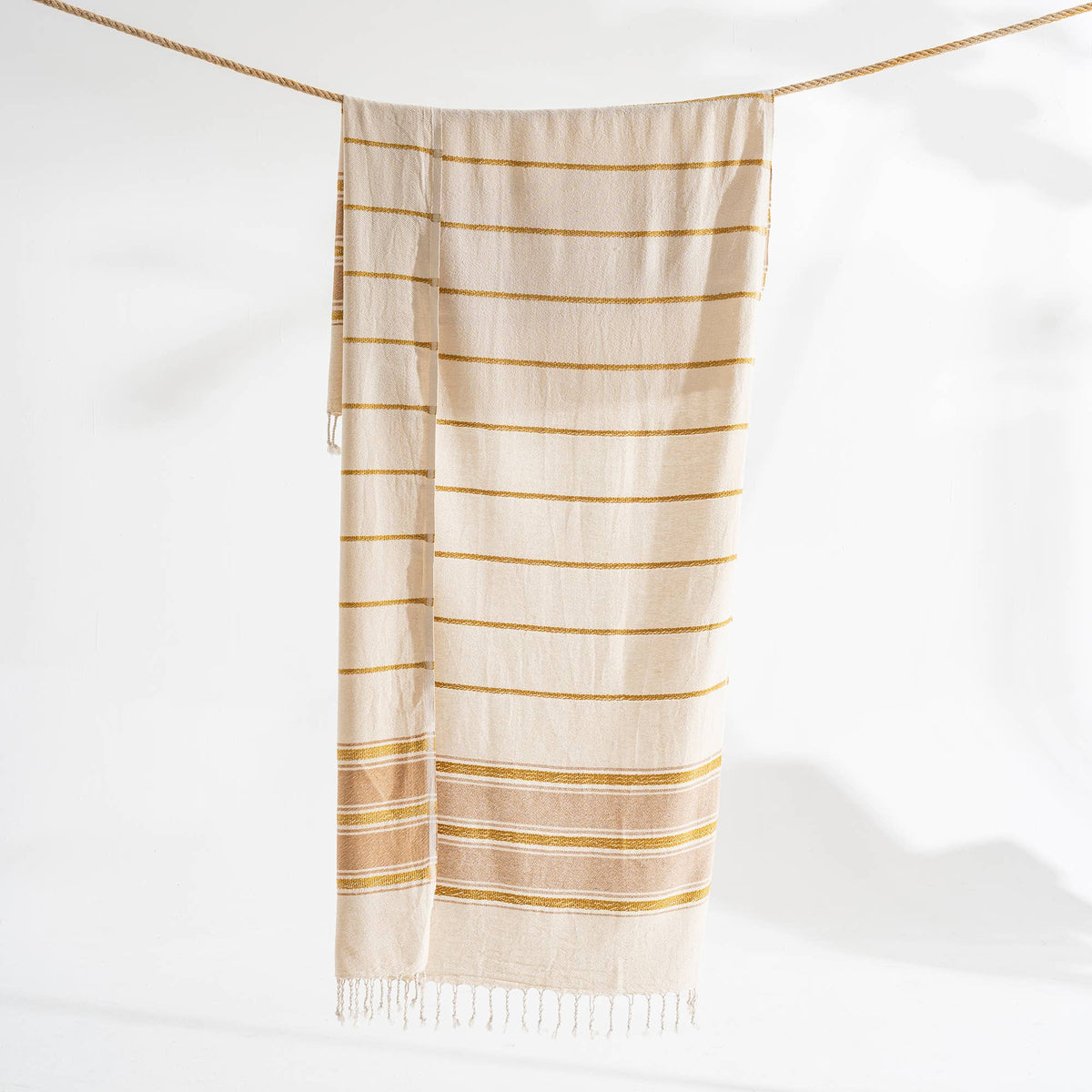 Bohemia Turkish beach towel, 33x66 in, flat-woven peshtemal with knotted fringe | Kikoya