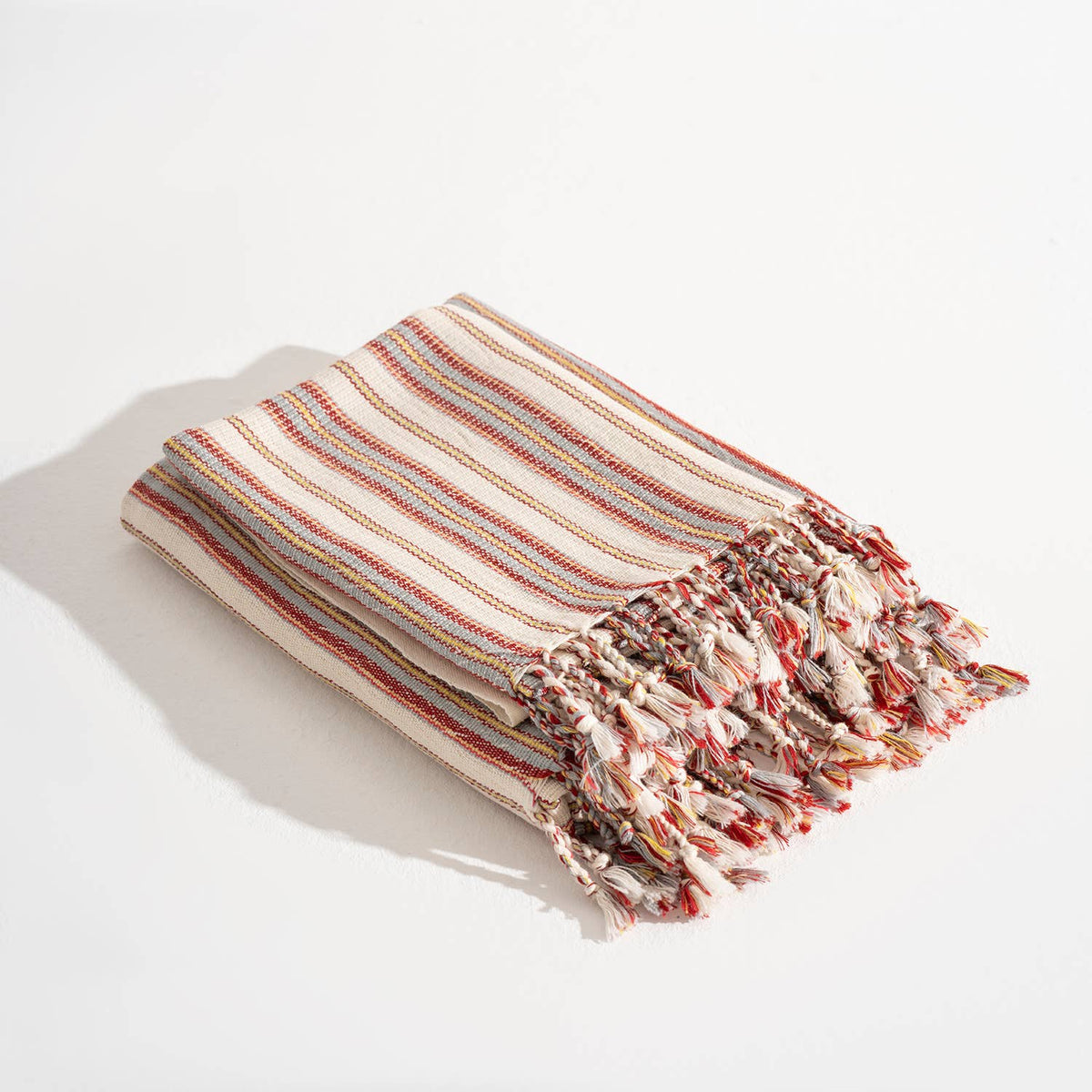 Hammam Turkish Peshtemal Towel – Grey & Burgundy Stripe, 100% Cotton