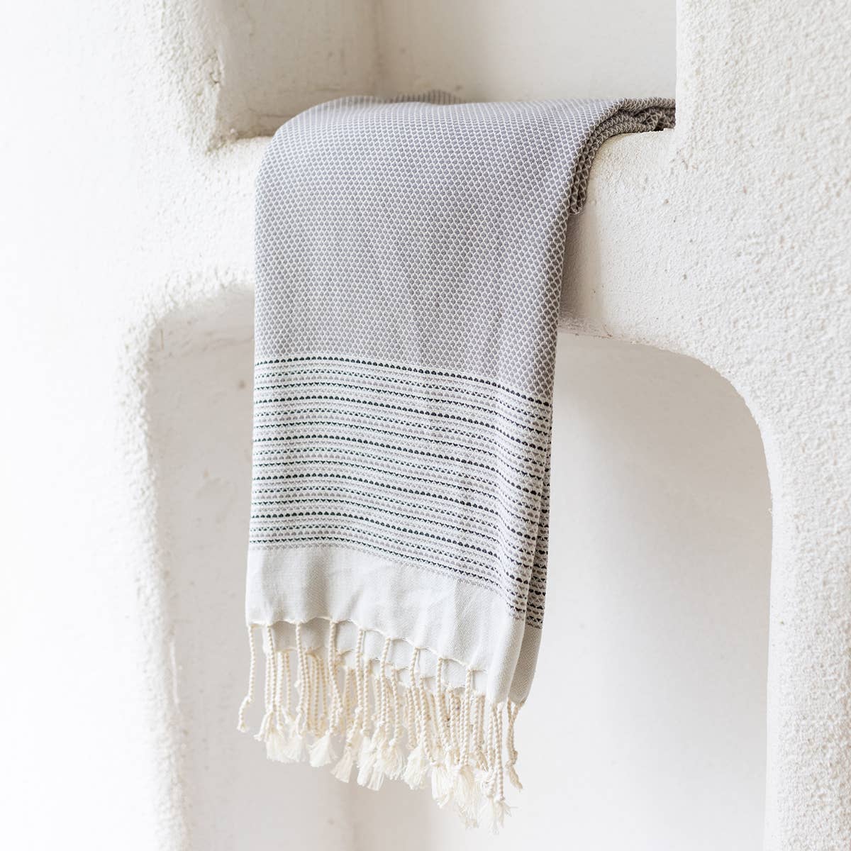 Imsa Turkish beach towel – Grey | Kikoya