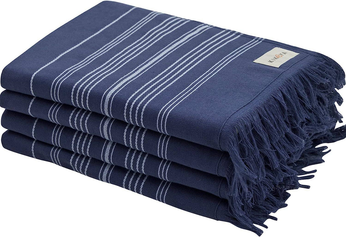 Sense terry-backed Turkish towel in tonal stripe, bath and hand sizes | Kikoya