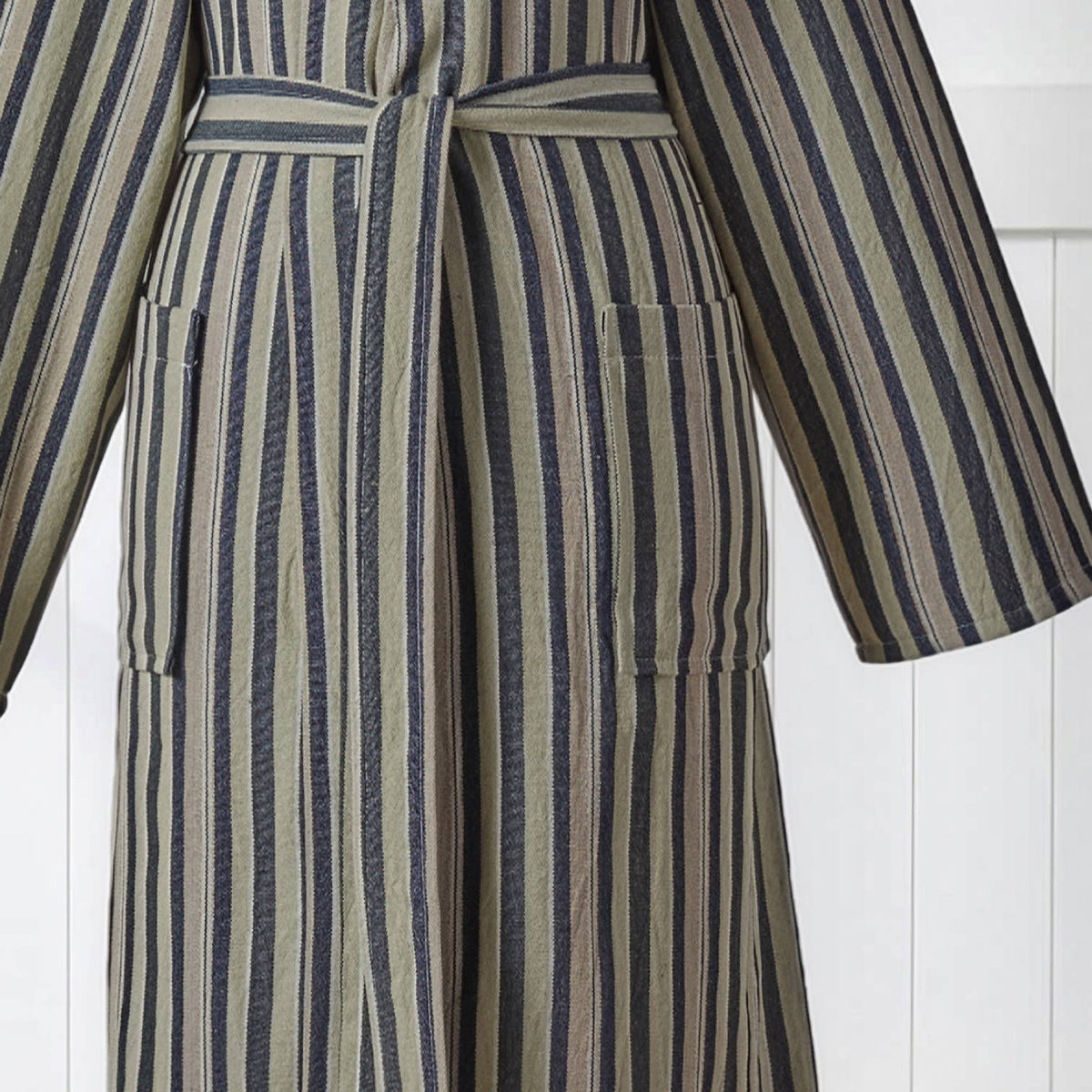 Antique Turkish kimono bathrobe – Olive Stripe | Kikoya