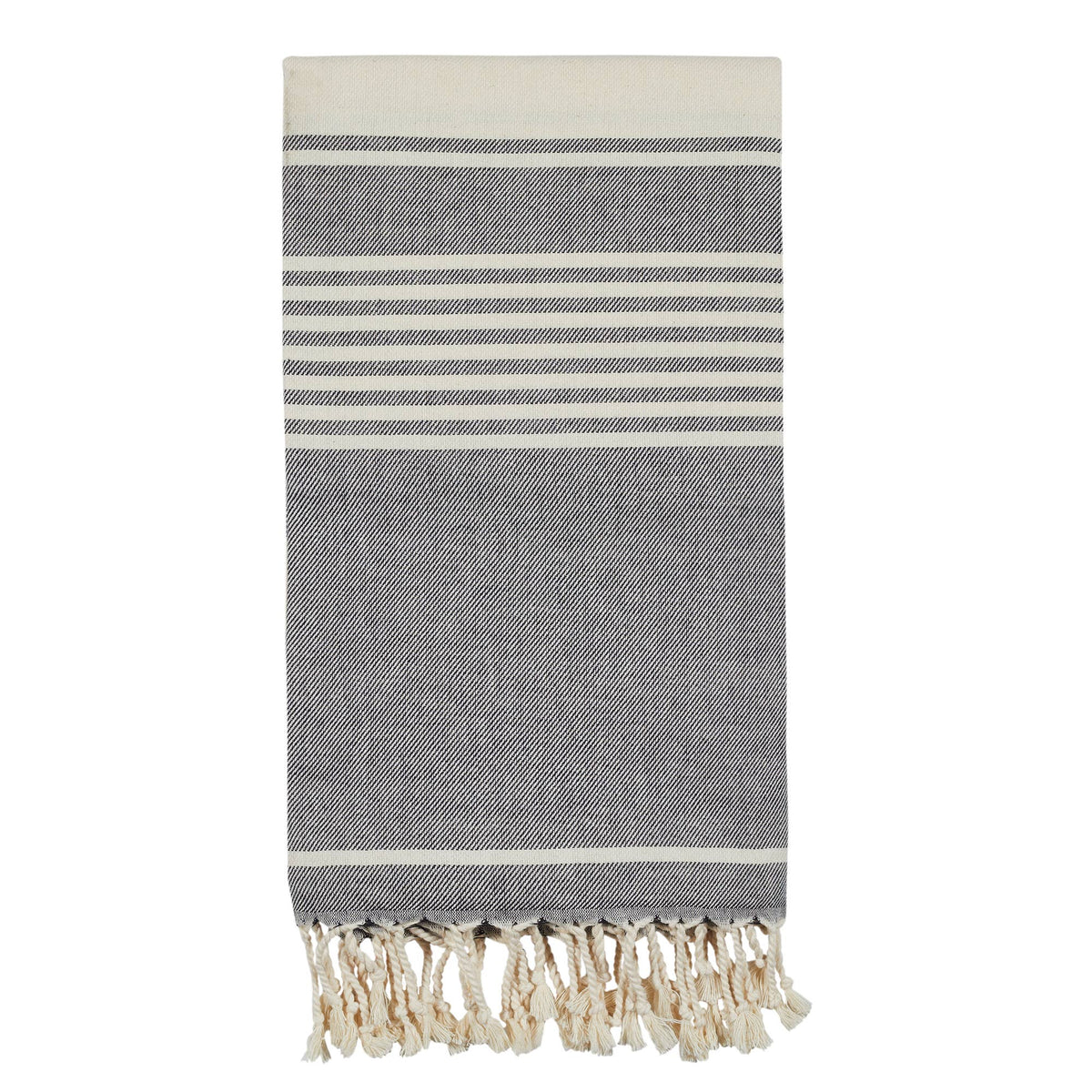 Rumi Turkish beach towel in wide stripe, 33x66 in, flat-woven peshtemal | Kikoya