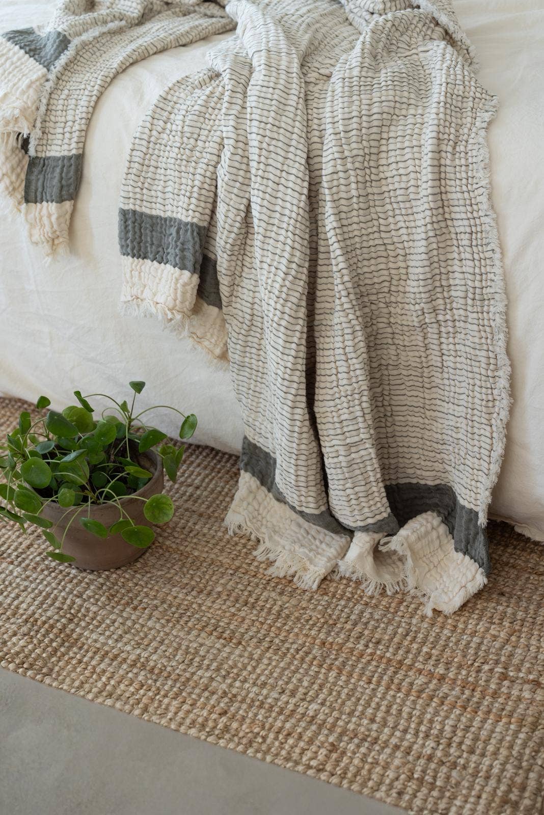 Modal muslin Turkish throw – 4-layer gauze, Clay, alternate view | Kikoya