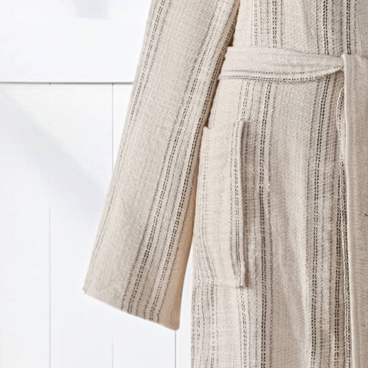Santorini Turkish kimono bathrobe – Tan Stripe | Kikoya