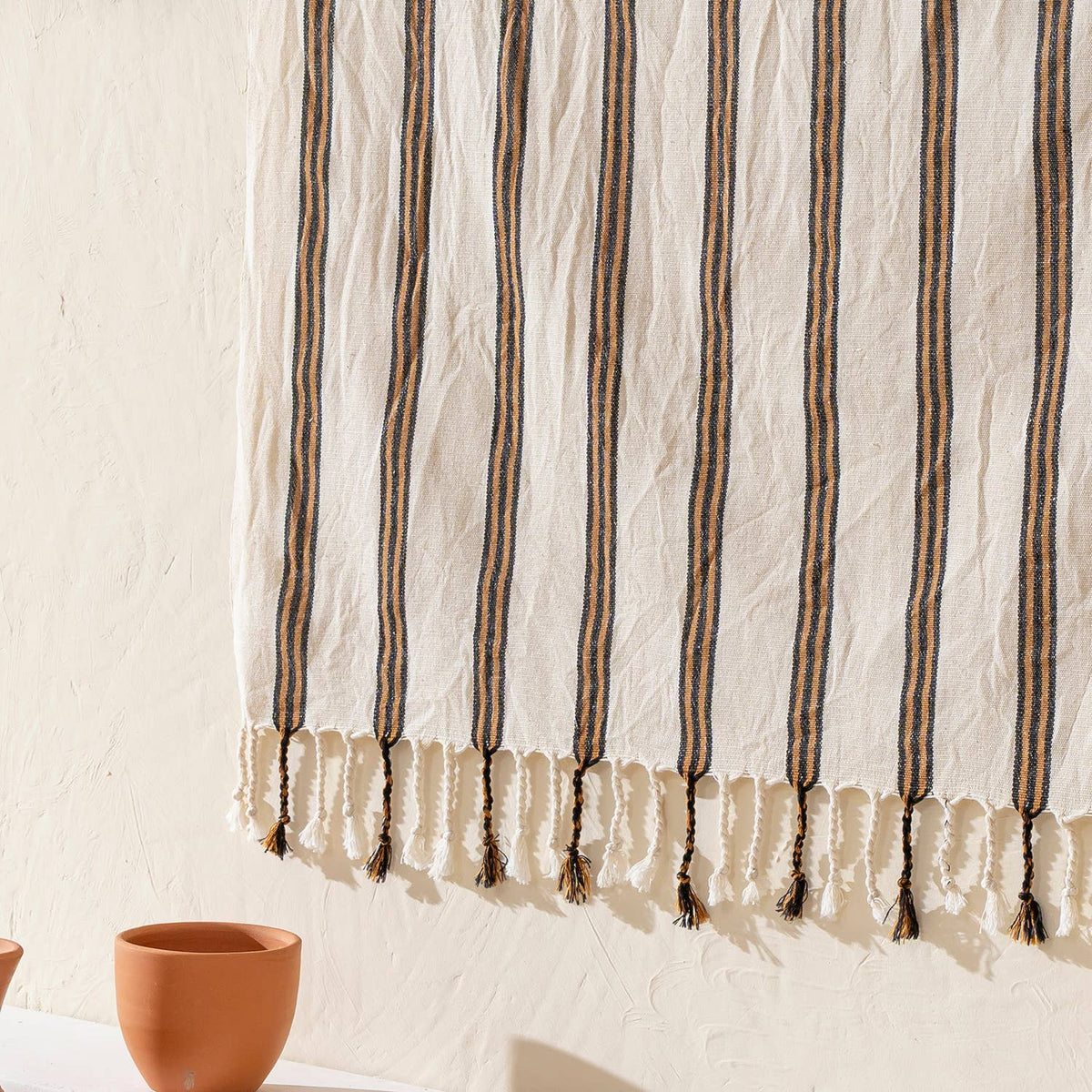 Premium Rustic Turkish Beach Towel – Taupe Stripe, 100% Cotton Peshtemal, 40x70 in