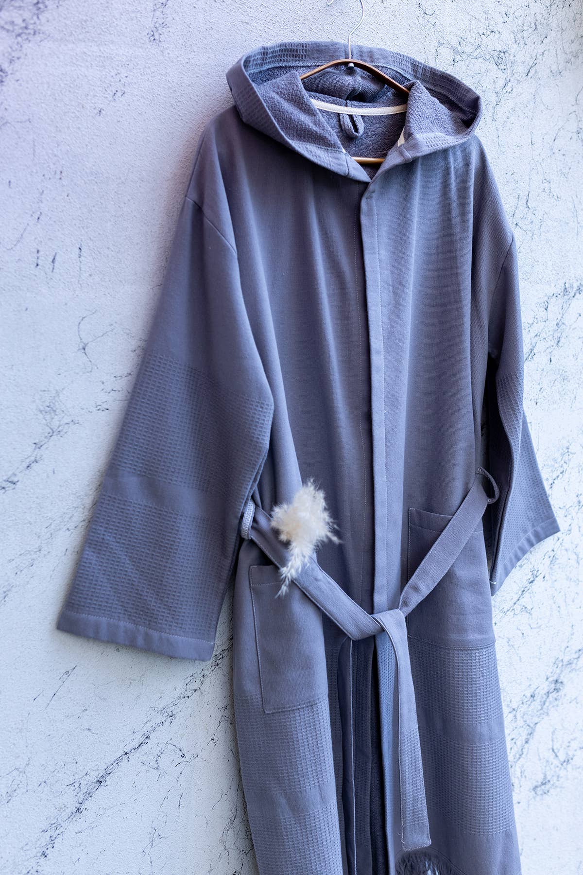 Arma terry-backed Turkish bathrobe, hooded and belted | Kikoya