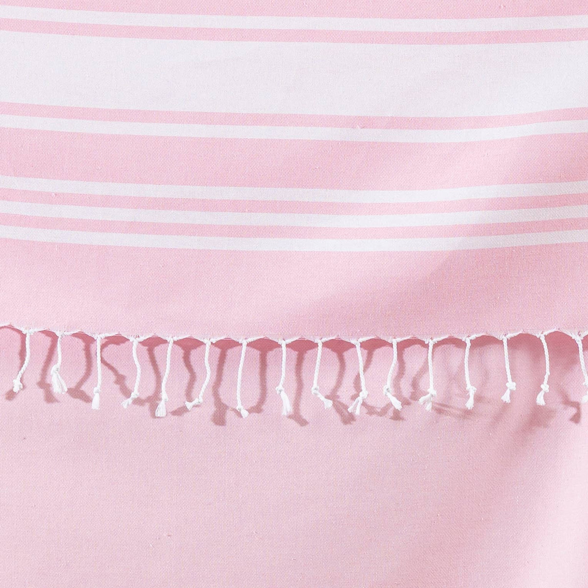 Fine stripe Turkish beach towel on cream, 33x66 in, flat-woven peshtemal | Kikoya