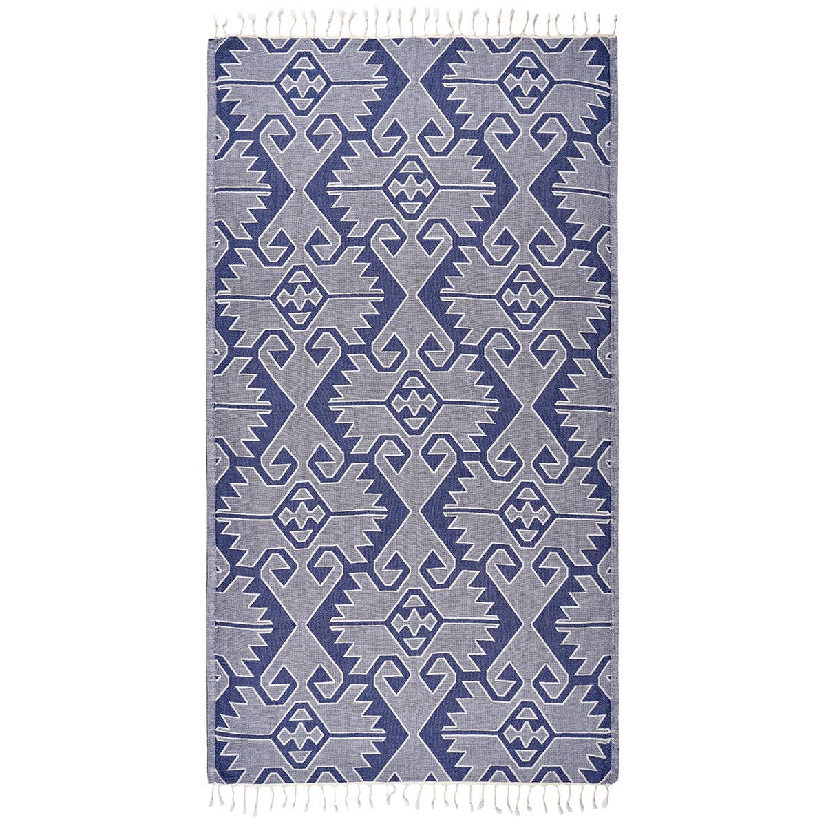 Kilim Turkish beach towel with all-over ikat motif, 33x66 in, deep tones | Kikoya