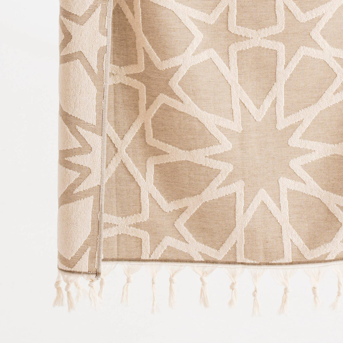Maya Turkish terry towel with woven geometric jacquard, 36x66 in | Kikoya