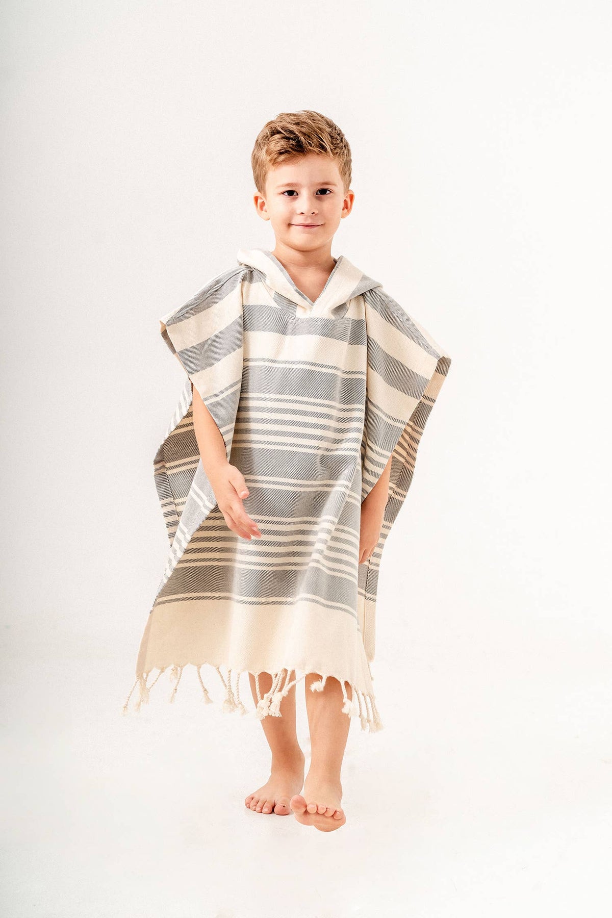 Anatolia Kids Hooded Towel Poncho – Stripe, alternate view | Kikoya