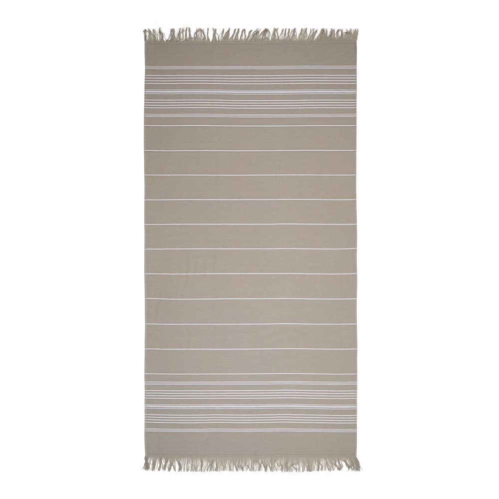 Sense terry-backed Turkish towel in tonal stripe, bath and hand sizes | Kikoya