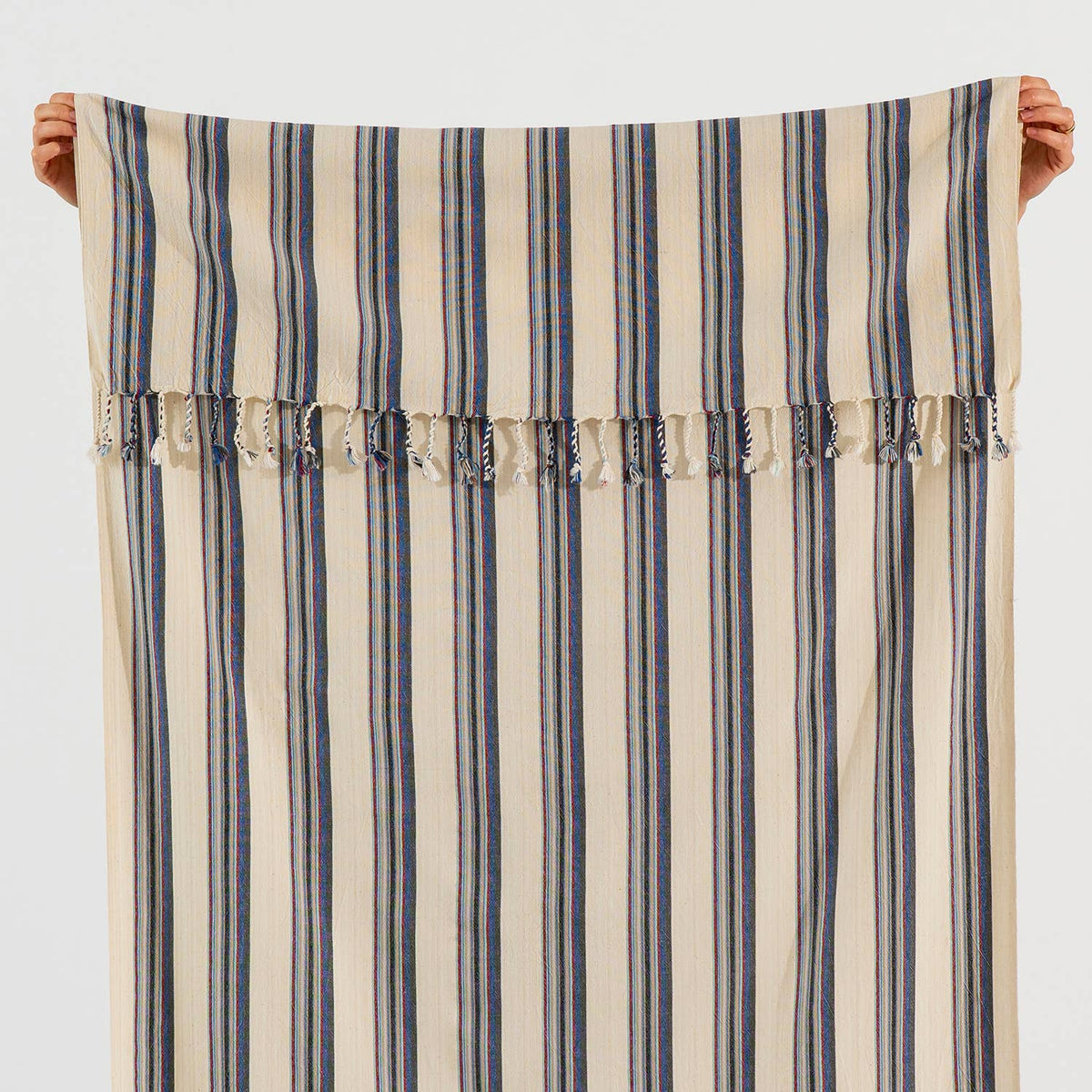 Hammam Turkish Peshtemal Towel – Grey & Blue Stripe, 100% Cotton