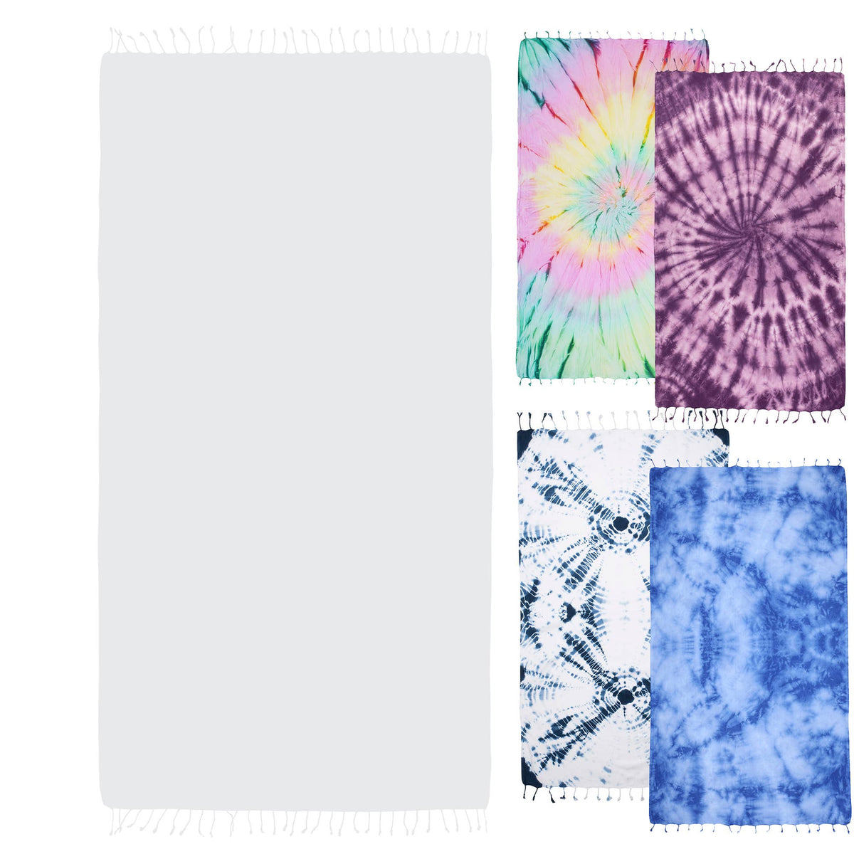 Blank white Turkish beach towel, 39x78 in, undyed base for tie-dye and sublimation | Kikoya