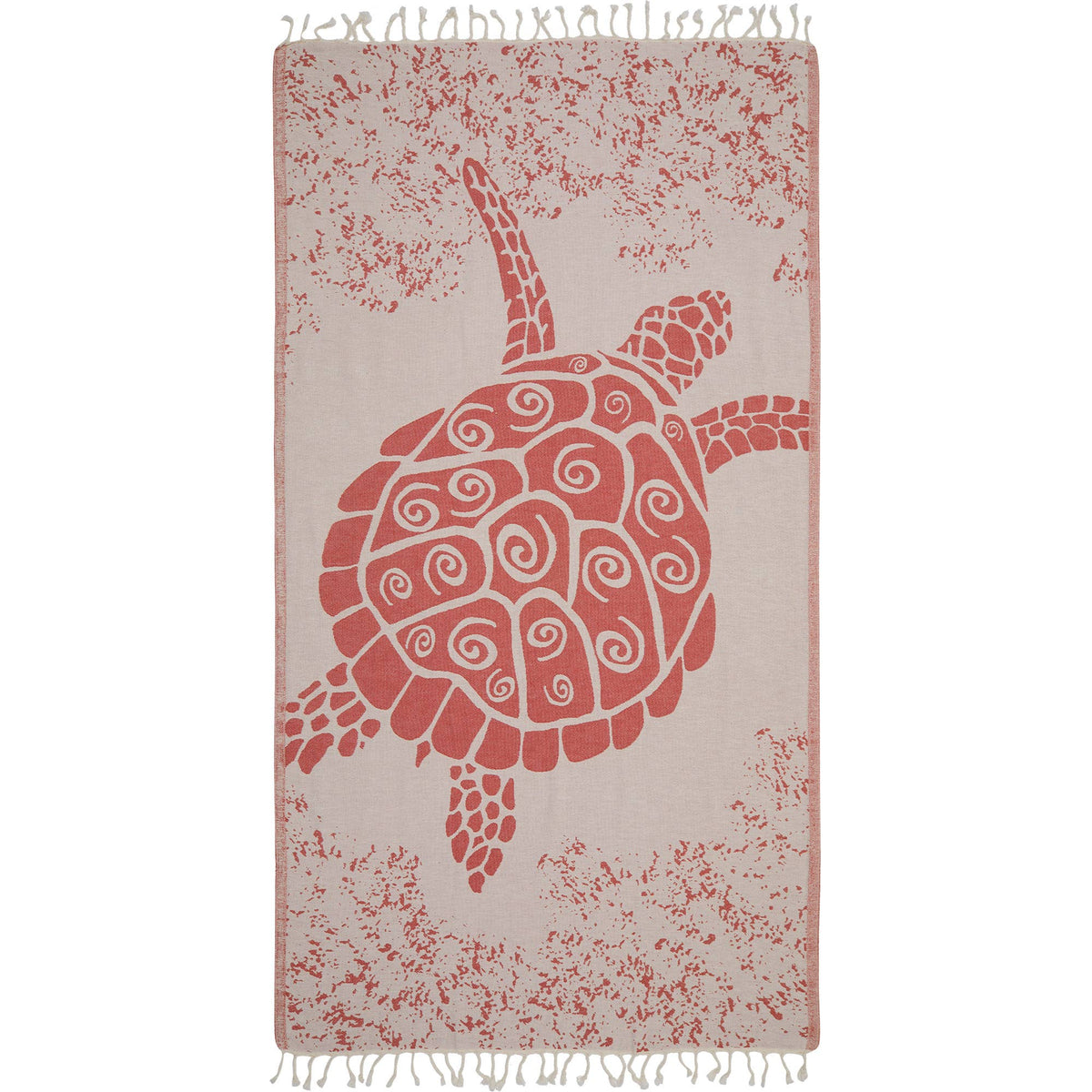Sea Turtle Turkish beach towel with woven turtle jacquard, 35x70 in | Kikoya
