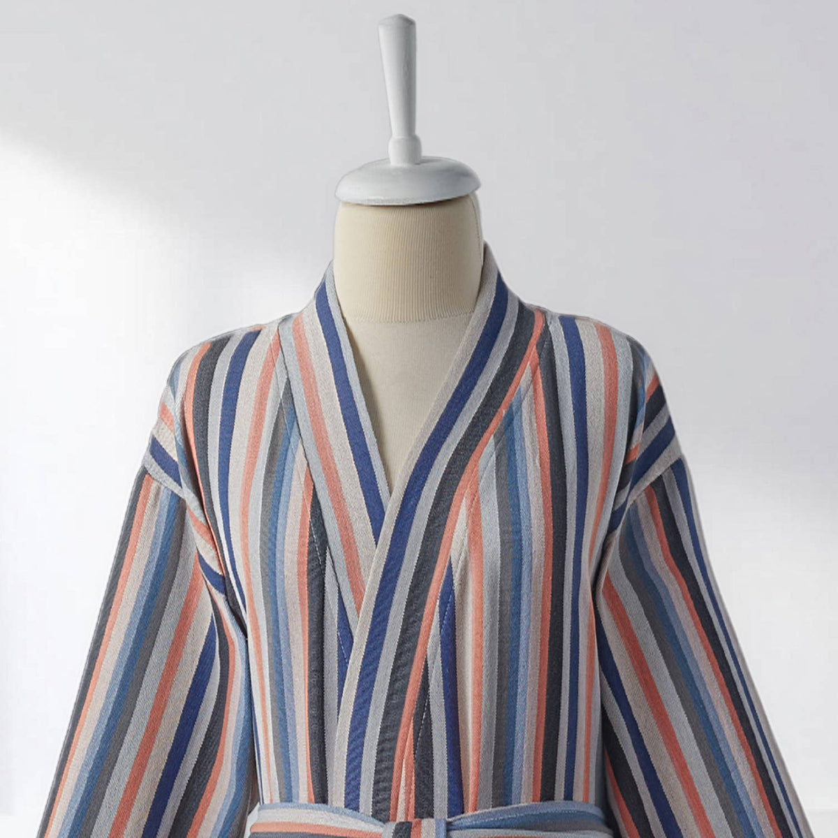 Antique Turkish kimono bathrobe – Navy & Red Stripe | Kikoya