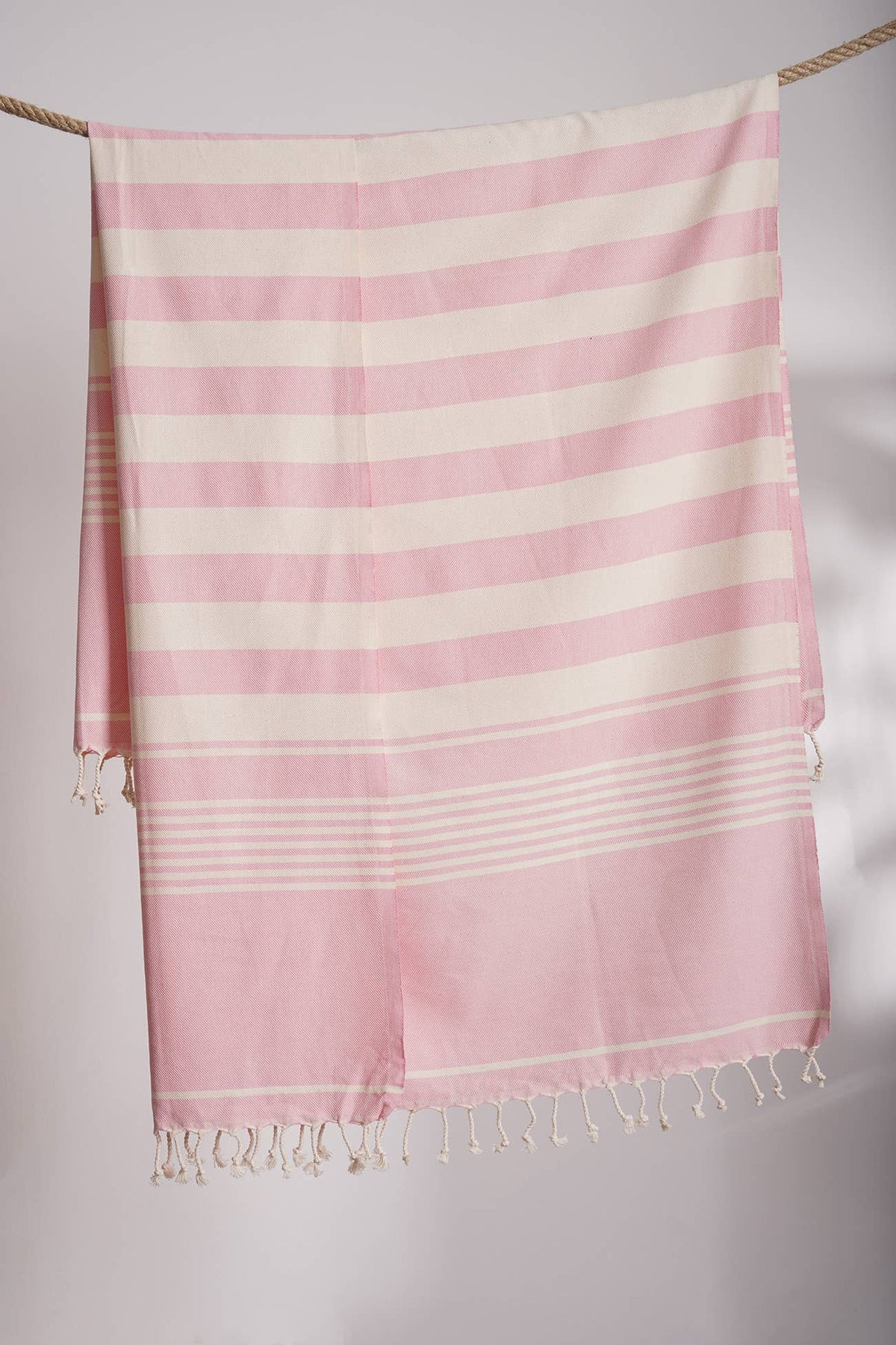 Rumi Turkish beach towel in wide stripe, 33x66 in, flat-woven peshtemal | Kikoya