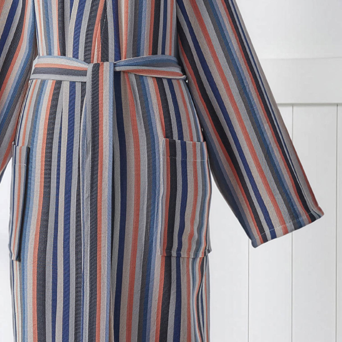 Antique Turkish kimono bathrobe – Navy & Red Stripe | Kikoya