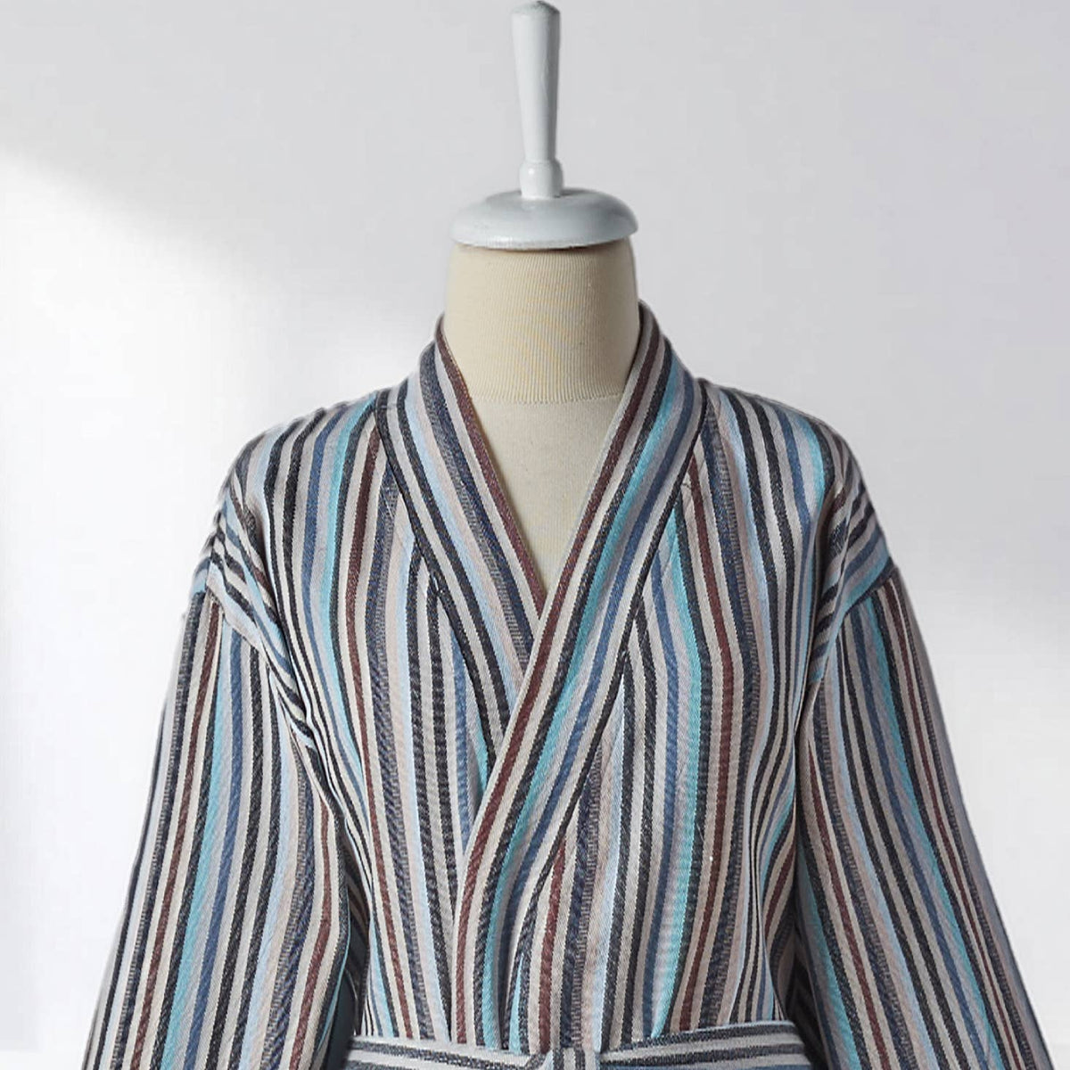 Antique Turkish kimono bathrobe – Slate Stripe | Kikoya