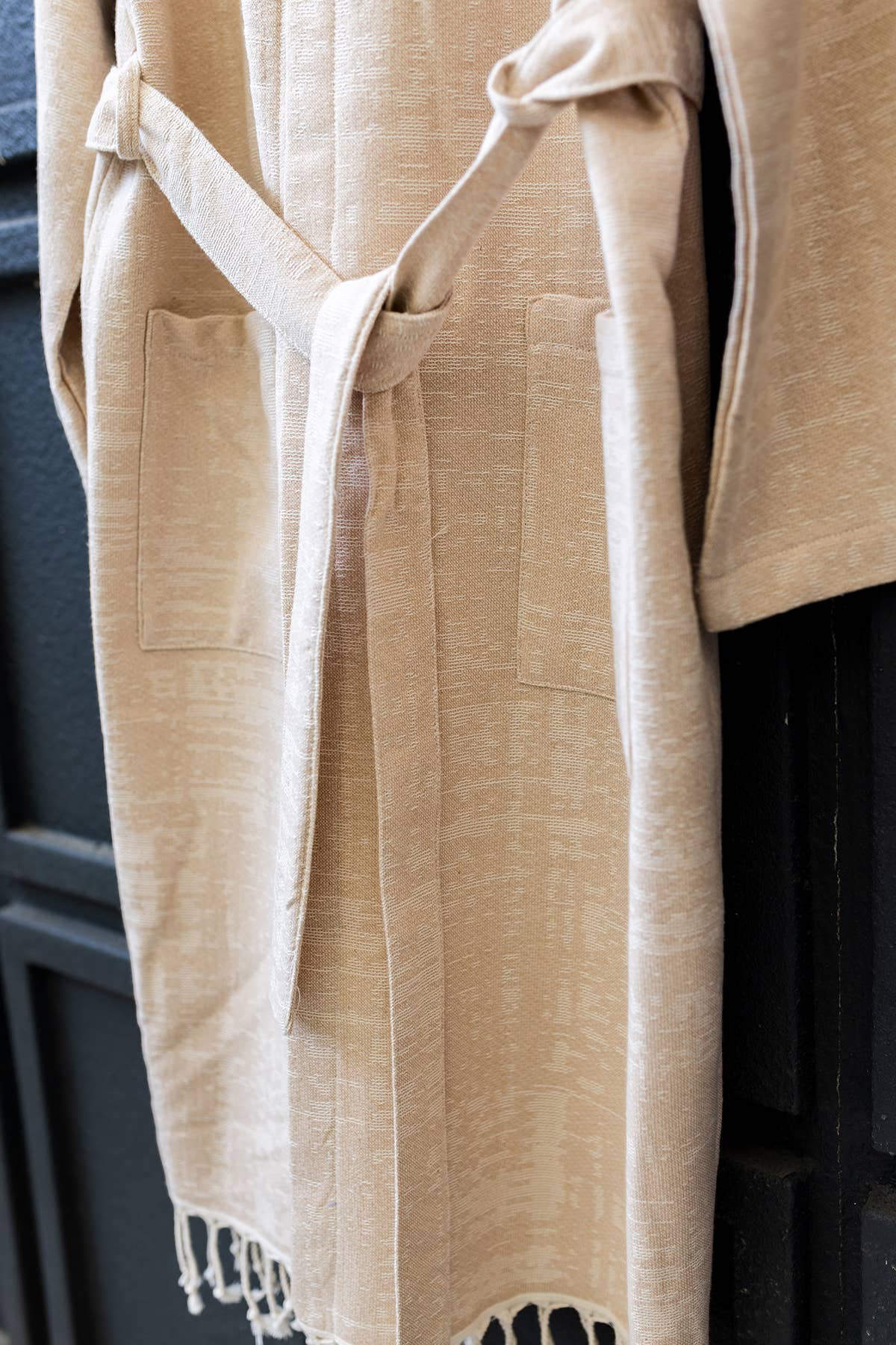 Vintage terry-backed Turkish bathrobe, hooded, washed finish | Kikoya