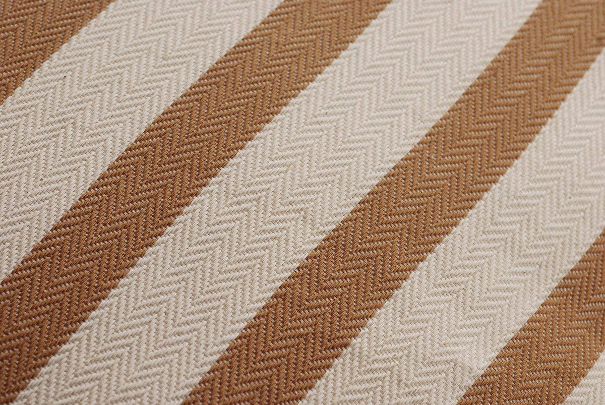 Cizgi Turkish cotton bedspread – Block Stripe, Caramel, tassel detail | Kikoya