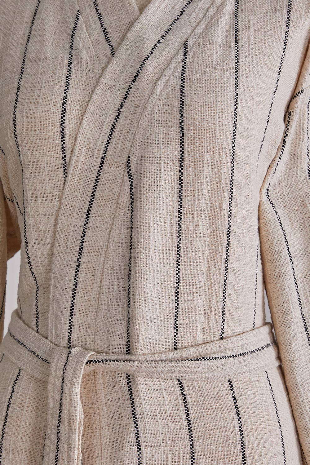 Santorini Turkish kimono bathrobe – Charcoal Stripe | Kikoya