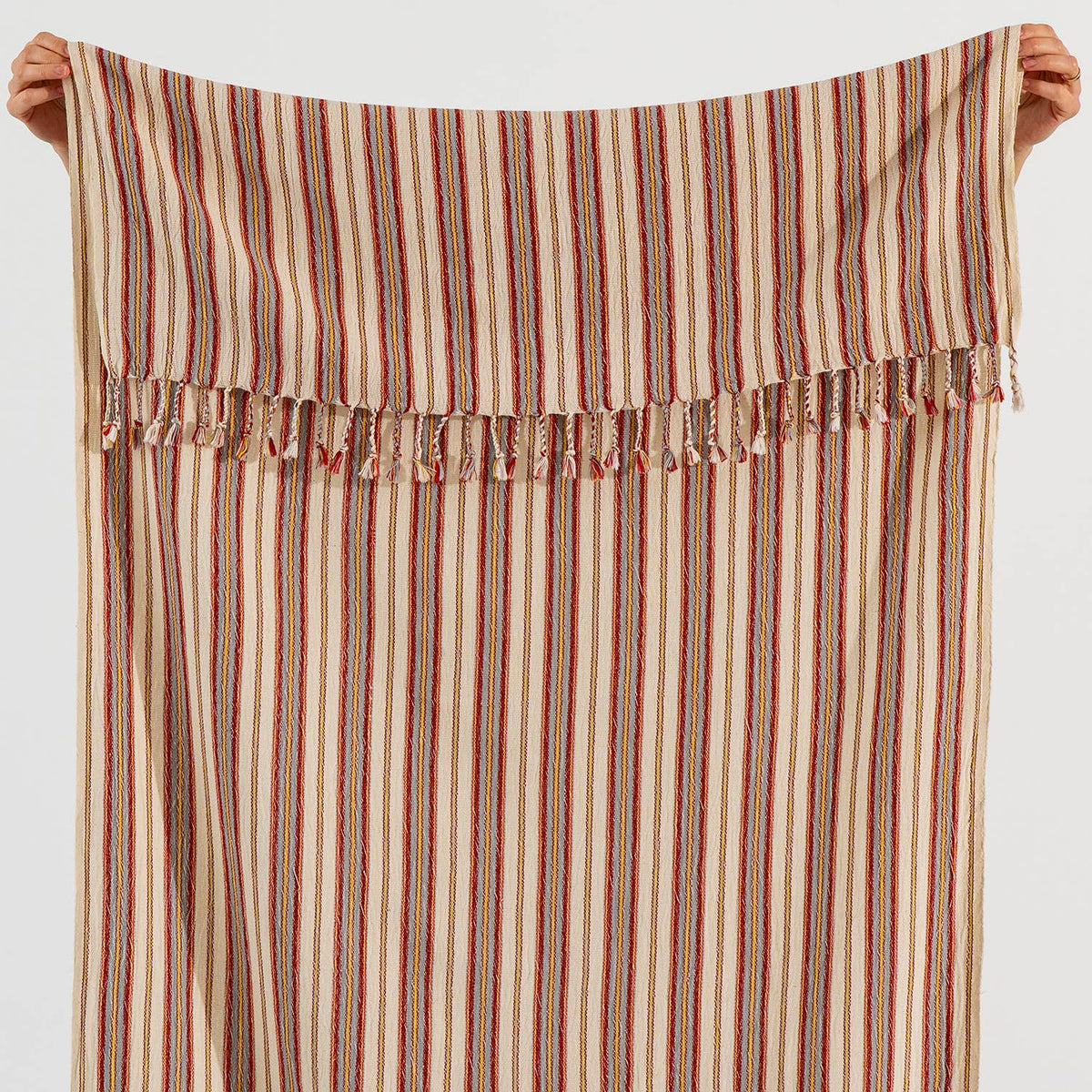 Hammam Turkish Peshtemal Towel – Grey & Burgundy Stripe, 100% Cotton