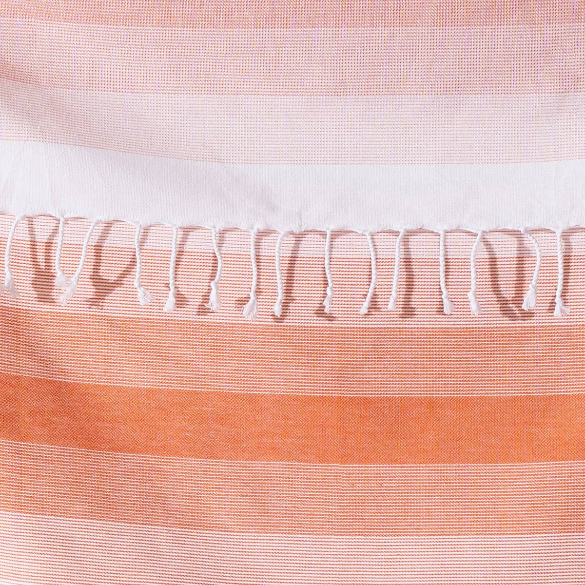 Sunrise Turkish beach towel in coral ombre stripe, 33x66 in | Kikoya