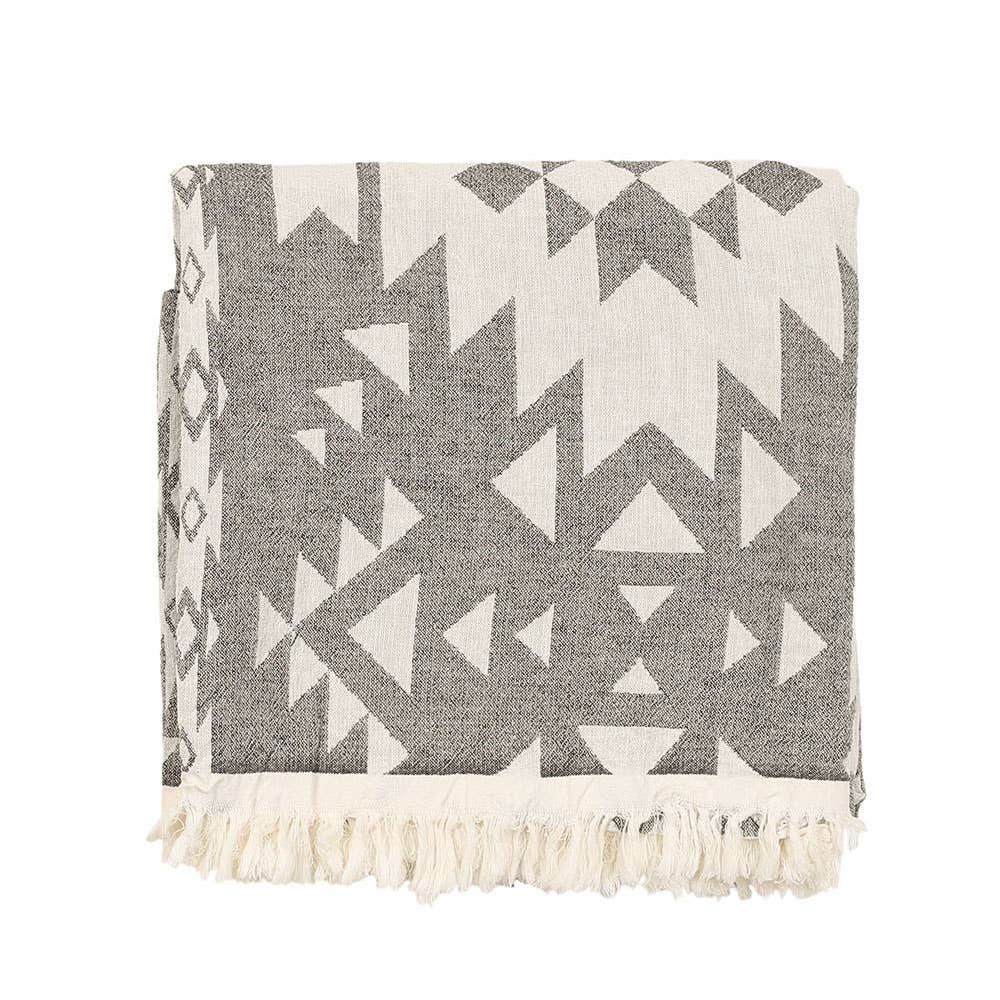 Kilim Turkish beach towel with all-over ikat motif, 33x66 in, bright tones | Kikoya