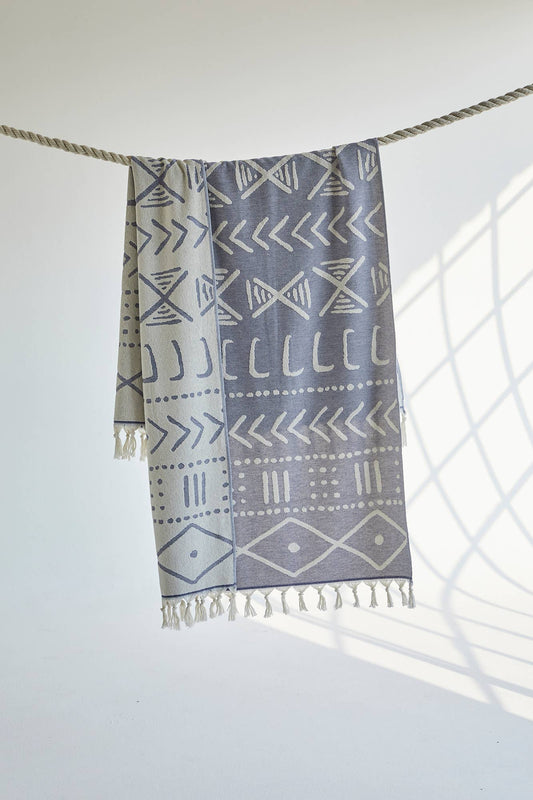 Boho Turkish Terry Towel – Tribal Jacquard, 100% Cotton