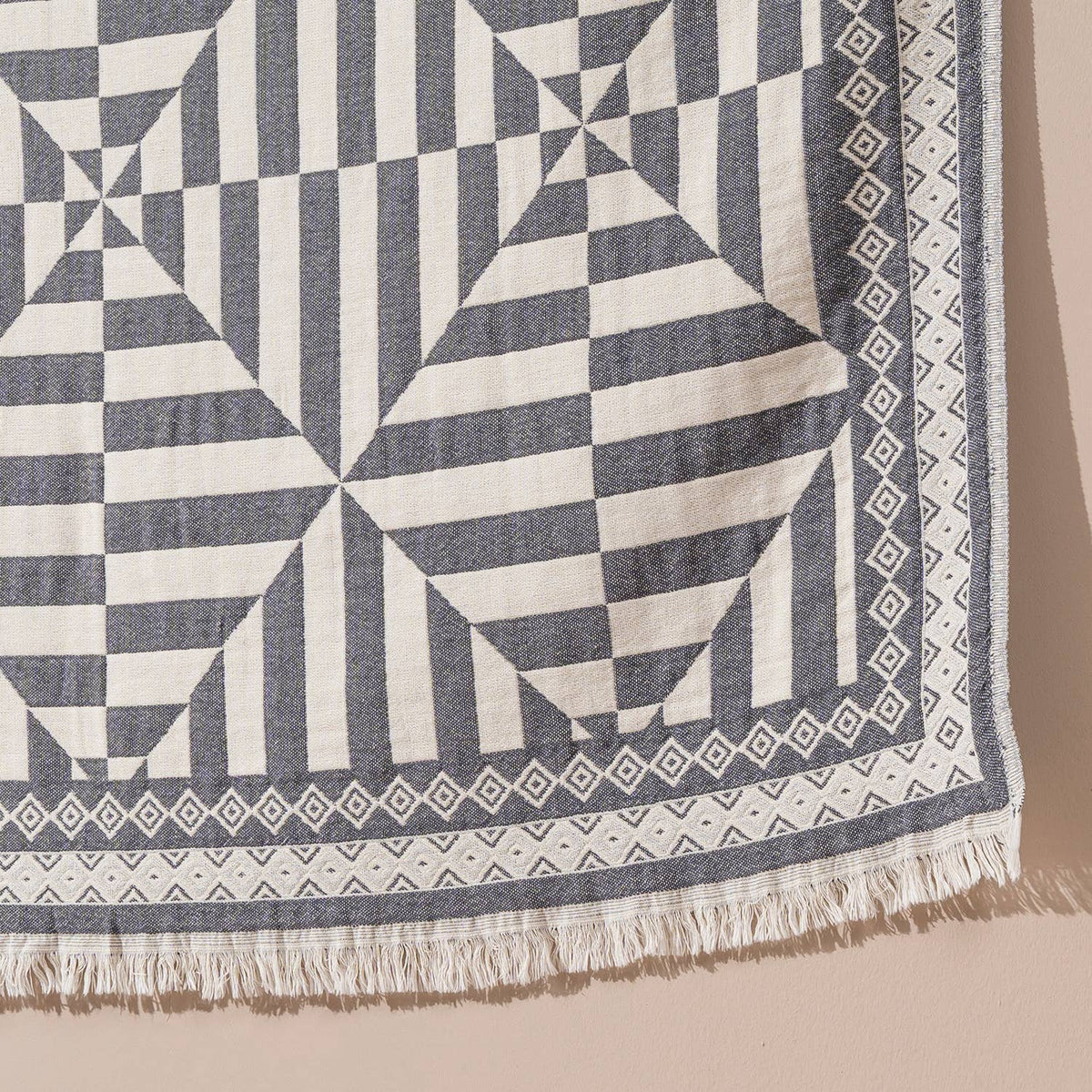 Geo Turkish cotton throw blanket – optic pinwheel, alternate view | Kikoya