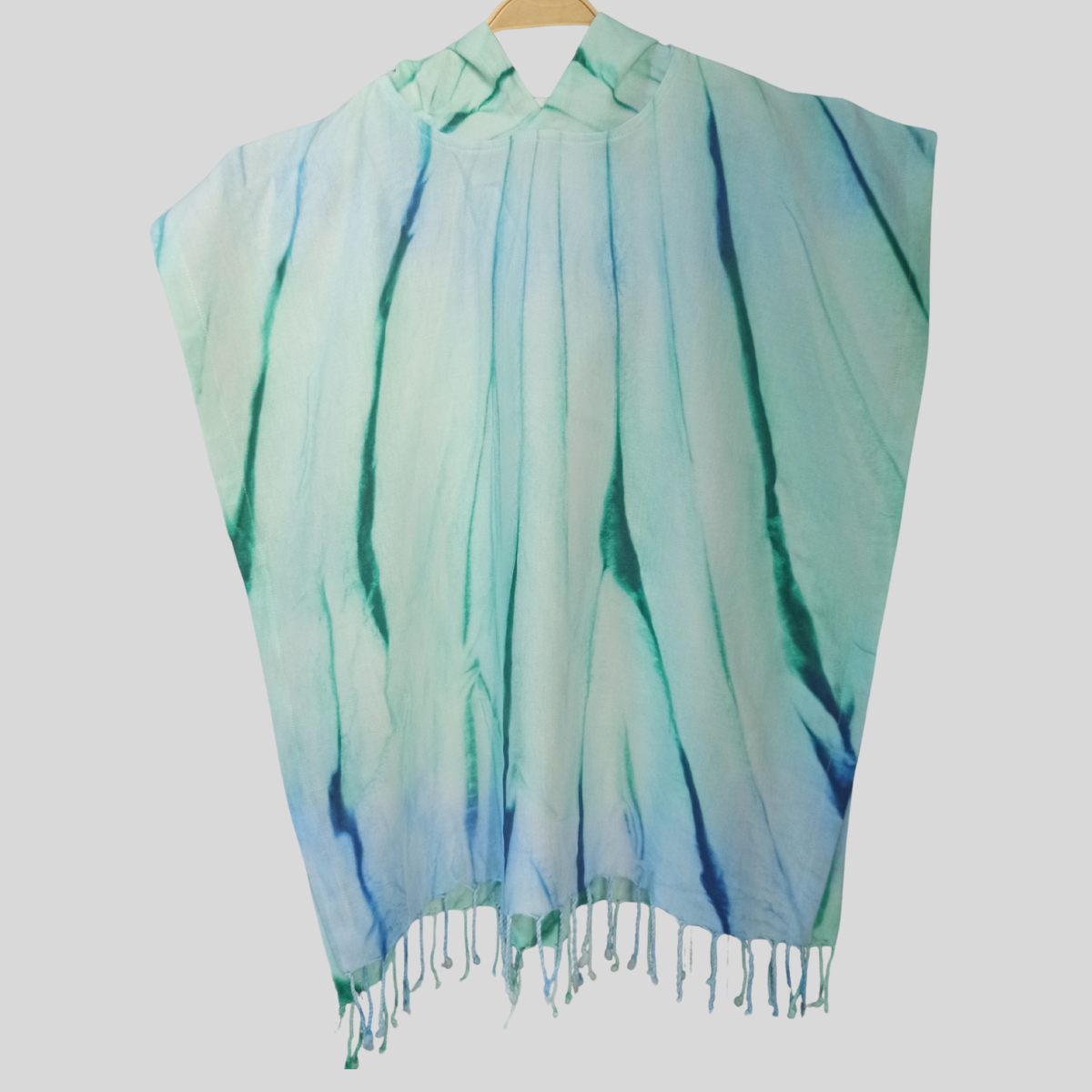 Tie-dye kids hooded towel poncho in Ocean, 100% Turkish cotton | Kikoya